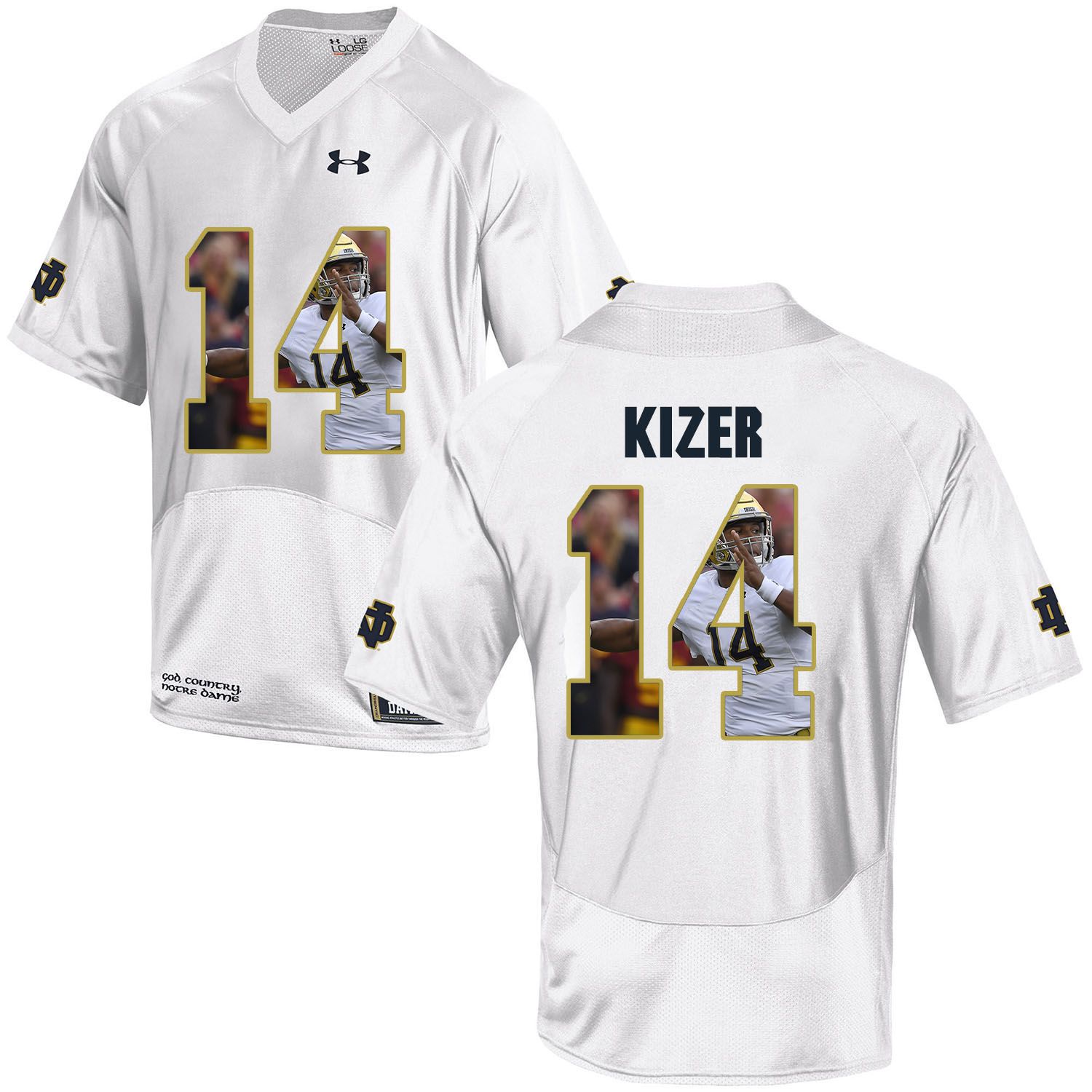 Men Norte Dame Fighting Irish #14 Kizer White Fashion Edition Customized NCAA Jerseys->customized ncaa jersey->Custom Jersey